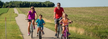 Family on bike trail